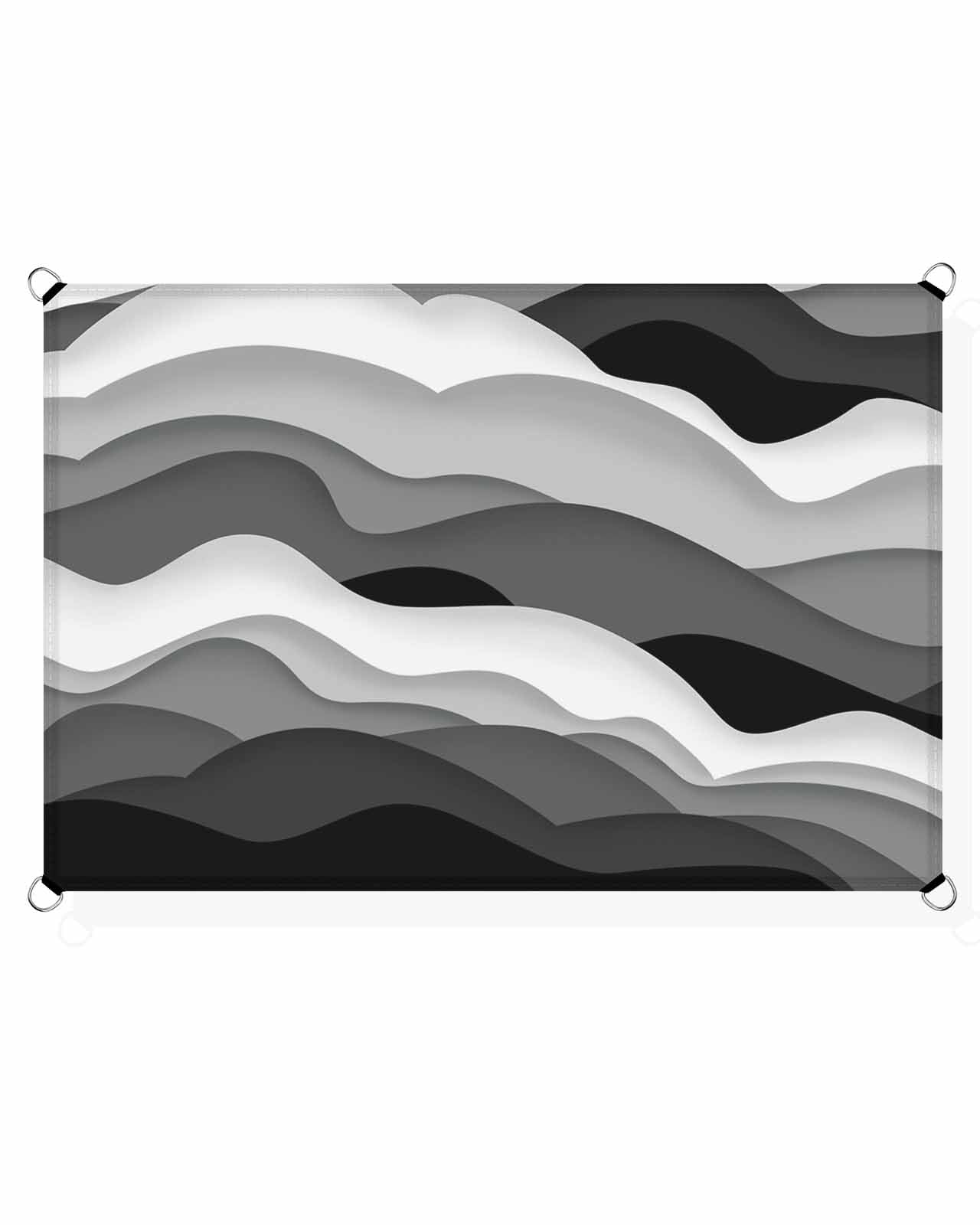 Black Grey Sun Sail Shades Rectangle Canopy,Sunlight Block Heavy Duty Curved Backyard Shade Cover,Waterproof Sun Shades for Patios Garden Outdoor,12'x16' Contemporary Simple White Ocean Sea Waves