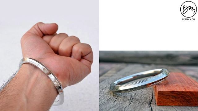 Pulsera de acero inoxidable tipo Kada Sikh para hombre y mujer miniatura 7