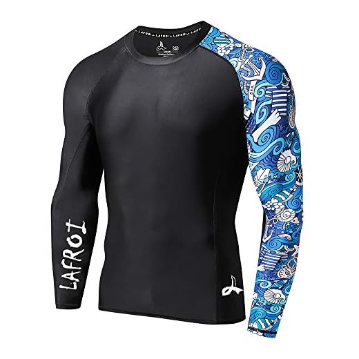 LAFROI - Camiseta de Neopreno Protectora, de compresión, para Hombre, Manga Larga, UPF 50+, Ajustada, Modelo CLYYB (Asym Fantasy,M)