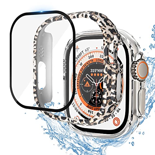Coque Apple Watch Ultra 49mm jaune léopard avec verre trempé