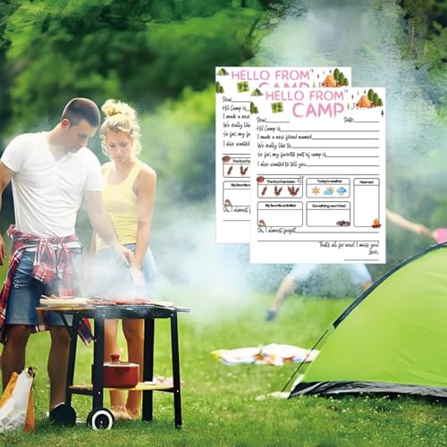 15-teiliges Set Summer Camp Briefschreibset mit Umschlägen. 30,5 x 17,8 cm. 221 cm, Outdoor-Abenteuer-Camp-Spielkarte, Camper, füllen Sie die leeren Notizen von Jungen und Mädchen aus, Camping