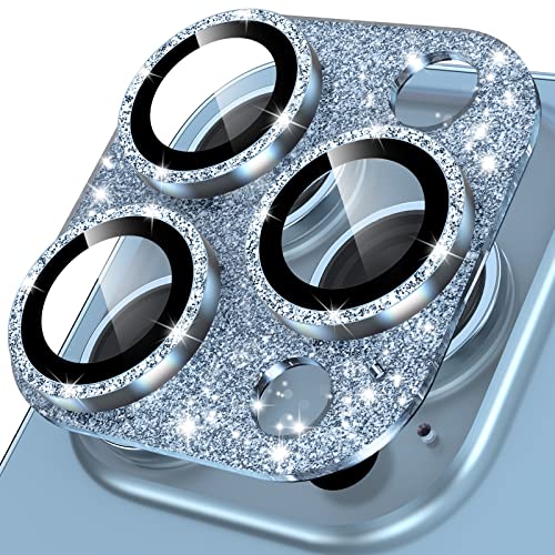 Image of YWXTW for iPhone 13 Pro /iPhone 13 Pro Max Camera Lens Protector, [4TH Gen New Bling Design] Glitter Shiny Diamond Metal Ring Tempered Glass Back Camera Screen Protector Lens Cover