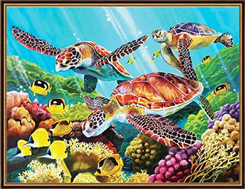 Artxfovy Stamped Cross Stitch Kits Beginners Full Range Of Embroidery Starter Kits For Adults Printed Cross Stitching Diy Needlepoint Kit 11Ct- (Sea Turtle 15.7×19.7 Inch) #TOP3