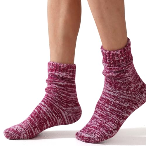Merino Wool Socks Full Cushion Terry Fuzzy Crew Socks For Women Hiking Knit Thick Winter Warm Slouchy Socks