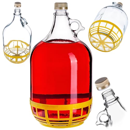 Kadax Globo De Cristal Para Vino 5l, Boca Estrecha, Galón, Recipiente De Fermentación, Botella, Botella De Cristal, Globo De Fermentación, Globo De Fermentación Tapón De Rosca