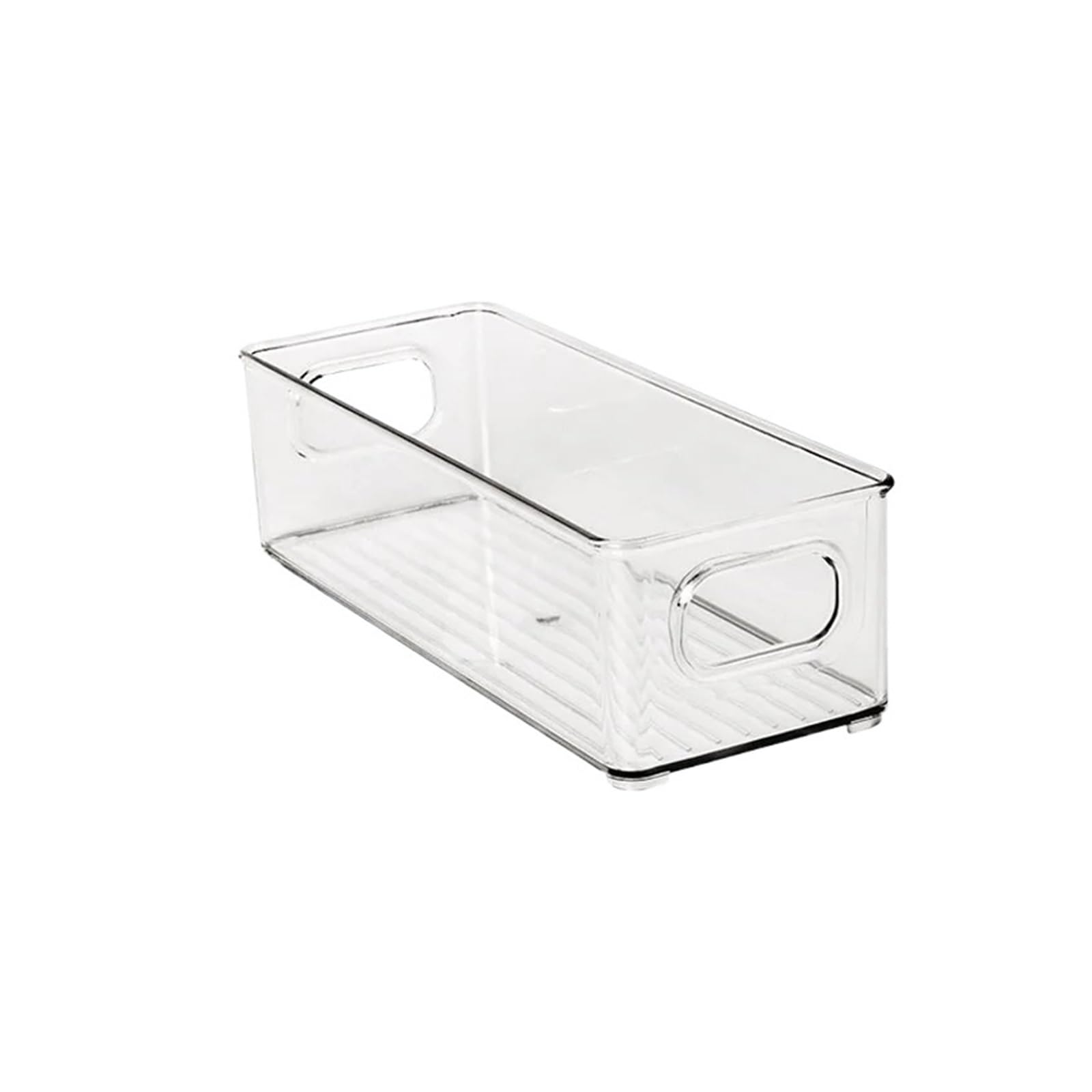 MJINA Refrigerator Organizer Bins Stackable Fridge Food Storage Box With Handle Clear Plastic Pantry Freezer Organizer Tool(34.5x10.5x15cm)