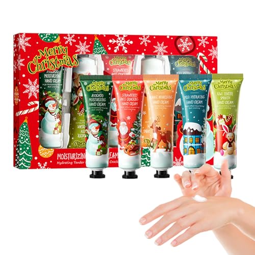 Set Regalo Crema de Manos,5pcs Cremas Manos de Regalo Navidad,Crema Manos Reparadora,Crema Manos Agrietadas Y Secas,Crema Hidratante Para Manos,Regalo para Navidad Acción de Gracias