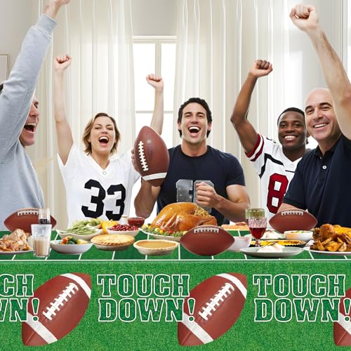 Football Party Decorations - 2 Pack Football Tablecloth Plastic, Disposable TouchDown Table Cover for Football Sport Birthday Party Supplies Favors Gameday Tailgate Table Decor Accessories, 108x54Inch - Image 7