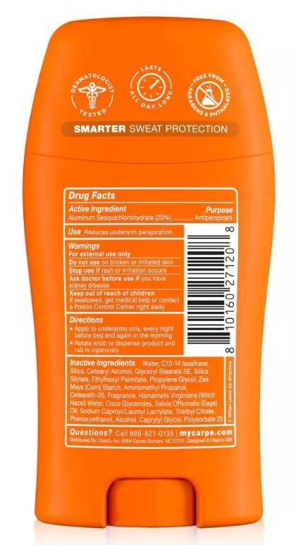 Carpe Women's 100HR Sweat & Odor Control Antiperspirant Deodorant - Amber Glow - 1.76oz: Paraben-Free, Vegan, Cream
