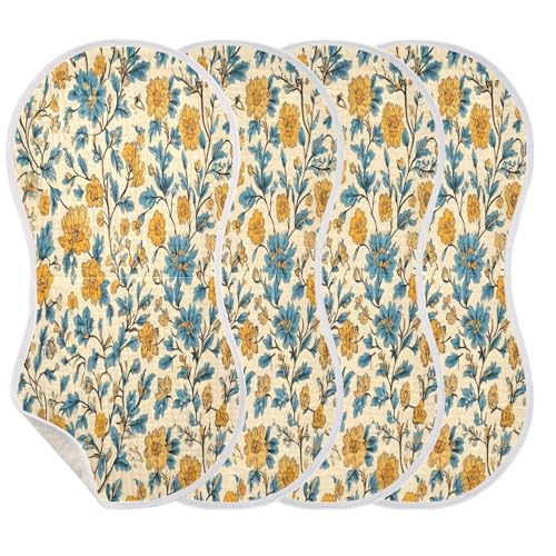 Vintage Flowers Burp Cloths Cotton Baby Washcloths,Large 22x11in Burping Cloth Absorbent and Soft for Newborn Baby Boys and Girls,2 Pack3