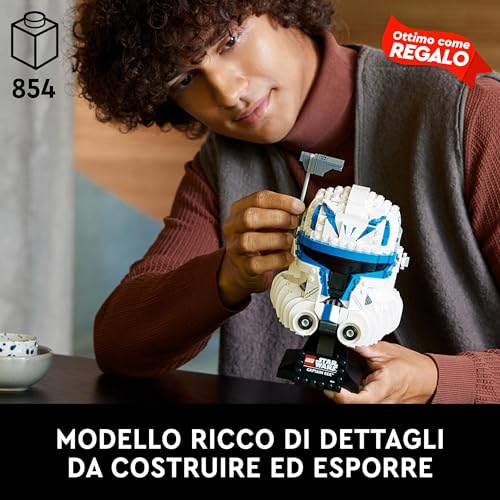 75349 Star Wars Casco di Captain Rex, Set Serie Caschi 2023, Idea Regalo per Uomo o Donna, Gadget per Adulti da The Clone Wars, Modellini da Collezione - Lego - Immagine 3
