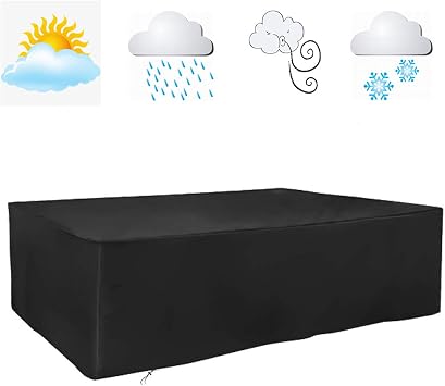 FLR 78x62x27in Patio Table Cover Veranda Rectanguler Black Waterproof Outdoor Dinner Protector Dust-Proof Table Desk Cover Furniture Covers with Storage Bags for Garden Outdoor Indoor Furniture Table