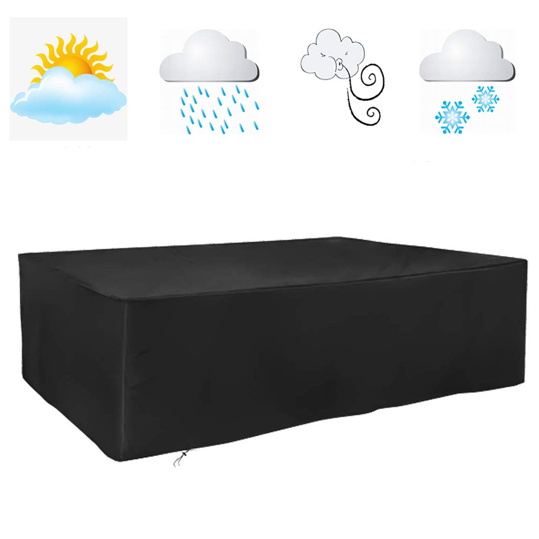 120x54x38inches Patio Table Cover Veranda Rectanguler Black Waterproof Outdoor Dinner Protector Dust-Proof Table Desk Cover Furniture Covers with Storage Bags for Garden Outdoor Indoor Furniture