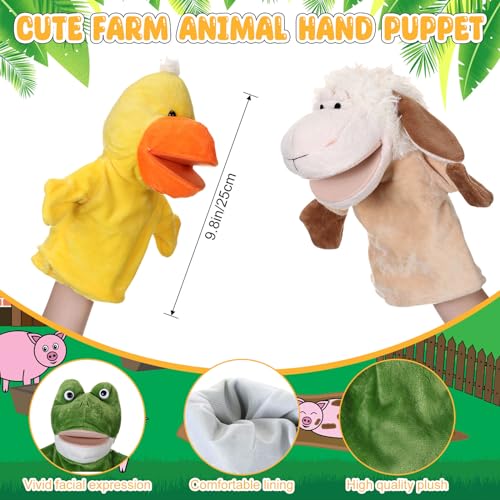 Roundfunny 4 Pcs Hand Puppet Animal Hand Puppet Set With Working Mouth 9.8 Inch Animal Puppet Animal Soft Plush Toy For Storytelling Theater Preschool Birthday Gifts  thumb #1