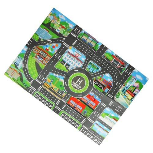 Alfombra de coche - Alfombra interactiva para jugar en la calle, City Street Kids Matte | Mapa creativo de la ciudad Floor, de conductor de fantasía, actividad educativa alfombra con vehículo