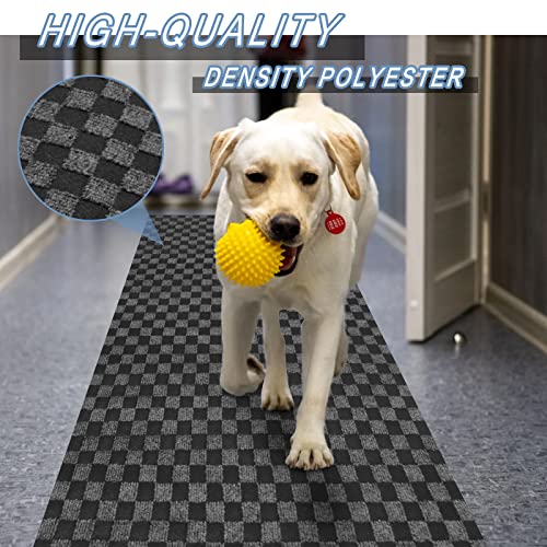 Freadem Runner Rugs 2' X 6' Indoor Outdoor Carpet Runner, Area Rugs With Anti-Slip Rubber Backing For Aisle Hallway Balcony Garage Entryway Stair, Grey Checkered #TOP1