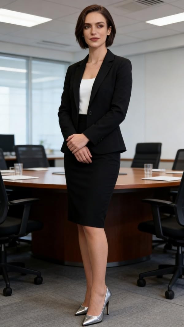 Ensemble jupe d'affaires pour femme, coupe ajustée, blazer et jupe crayon, tenue de bureau