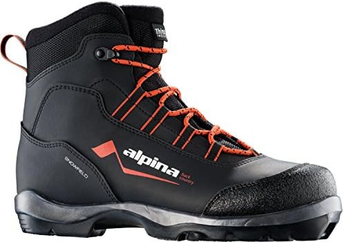 Alpina Sports Snowfield Backcountry Cross Country Nordic Touring Ski Boots, Black/Orange/White, Euro 45