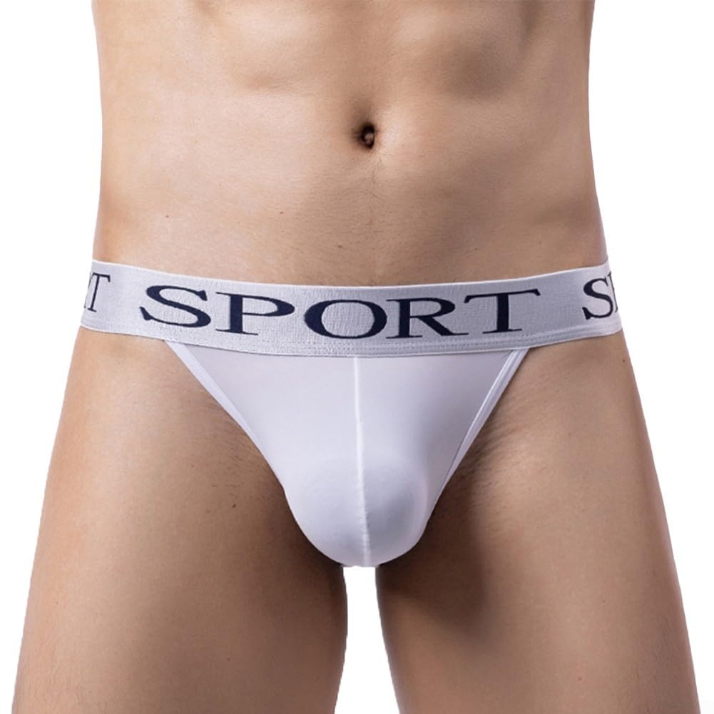 Mens Ice Silk Bikini Briefs Underwear Soft Trunks for Comfortable Daily Wear (XXL White)