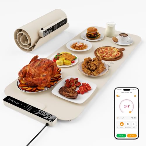 Tapis chauffant pour aliments électrique grand format de comptoir en silicone