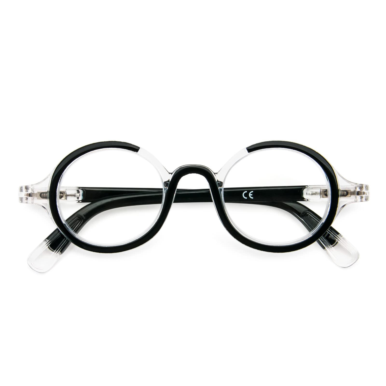 MMOWW Gafas de Lectura Hombres y Mujeres Retro Moda Para Redondas de Marco Súper Grande Anti Luz Azul Gafas de Lectura (Negro, 2.0)