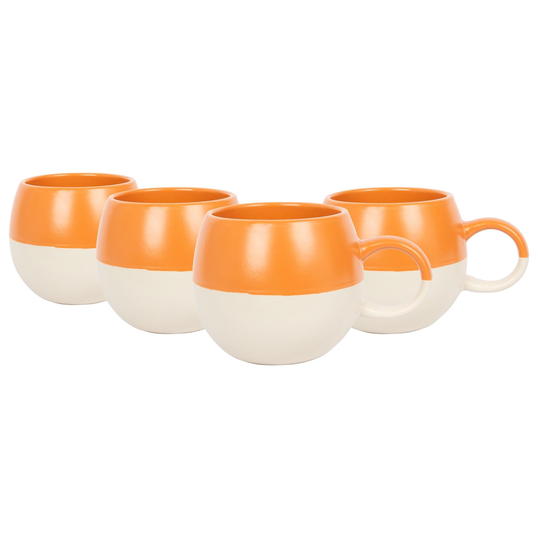 Nicola Spring Stoneware Mugs - 340ml - Burnt Orange - Pack of 4 - Sphere Glazed Ceramic Coloured Mugs Kitchen Stoneware Latte Tea Cups Latte Colourful Coffee Cups for Tea, Hot Chocolate, Coffee
