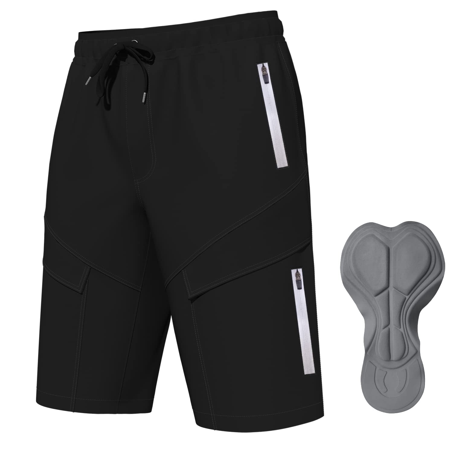 Lo.gas Radhose Herren Gepolstert Kurz 6 mit Taschen,Mountainbike Shorts Atmungsaktiv Locker Sitzende Radlerhose für Radsport,Gravel Bike & Mountainbike