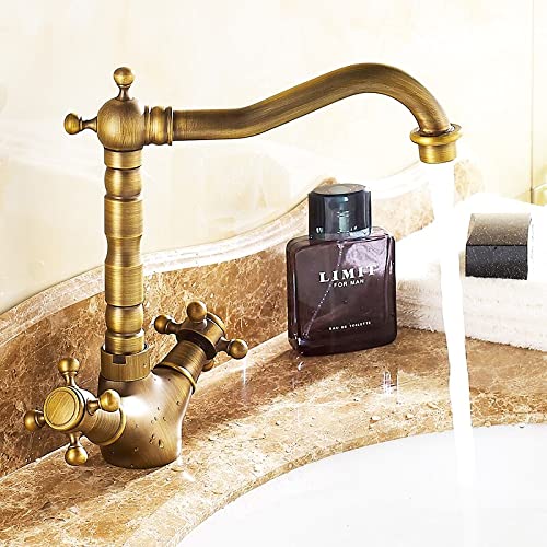 Robinet de lavabo en laiton massif finition bronze pour une salle de bains rétro luxe