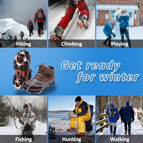 image for WIN.MAX Crampons for Shoes, Traction Cleats Ice Snow Grips with 19 Sta