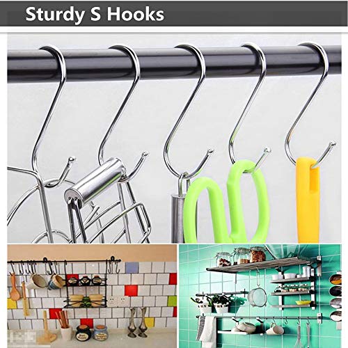Soqool 12 Pack Heavy Duty Hooks For Hanging S Hook For Shower/Closet Rod Shower Curtain Hook Rings, Hook Hangers For Bird Feeder/Hanging Plants Outside(4.8 Inch) #TOP3