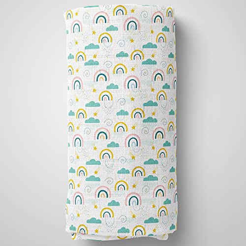 Image of 1ST STEP Muslin Swaddle 60cm*75cm (Pack of 2) Rainbow, Hearts