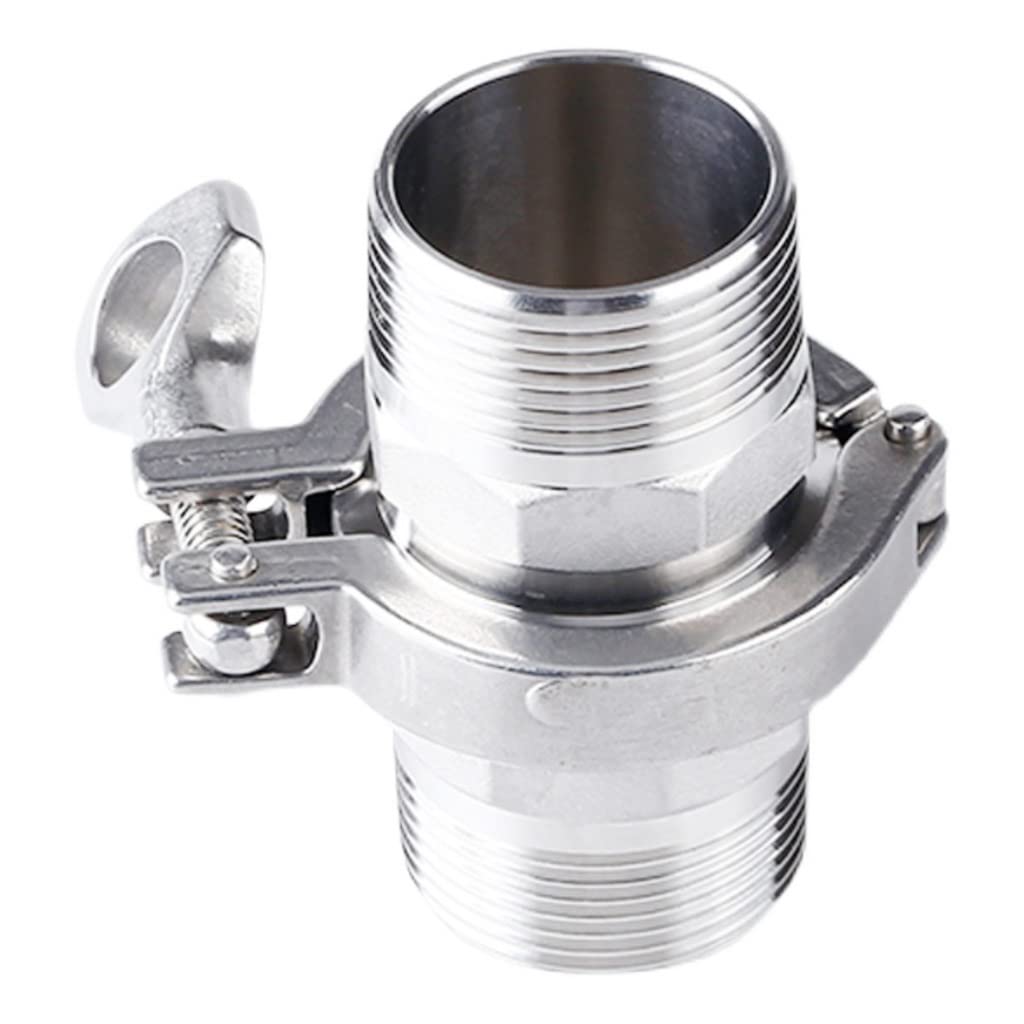 Adaptador de virola de rosca de cubierta de triple abrazadera, fontanería de acero inoxidable 304 con junta de silicona, accesorio de tubería, 1 Uds.(DN50 clamp77.5 FIP)