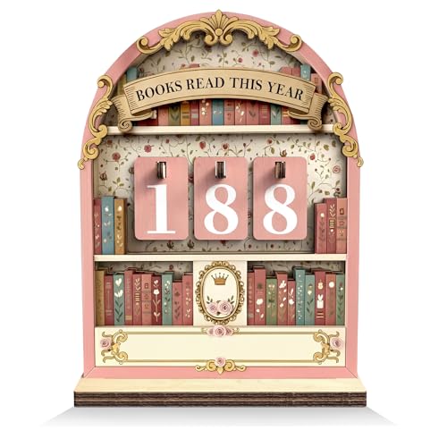 Books Read This Year Counter Wooden Book Tracker Sign with Number Tiles Bookshelf Reading Progress Counter Decor Book Lover Gift for Reader Librarian Teacher Book Club