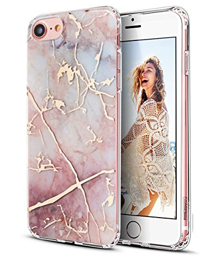 Spevert Case for iPhone SE 2020 2nd Generation, iPhone 8 and iPhone 7, 4.7-Inch,Marble Pattern Hybrid Hard Back Soft TPU Raised Edge Ultra-Thin Shock Absorption - Colorful