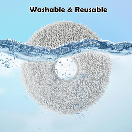 Image of 8 Pack Mop Pads for Dreame L40 /X40 /X50 /L50 /X30 /L20 /L40s Ultra /L10s Pro Ultra /L10s Ultra Gen2 /X60 Max Ultra, for Mova V50 /E40 /P10 /P50 Pro Ultra, Robot Vacuum Reusable Microfiber Mop Cloth Accessories