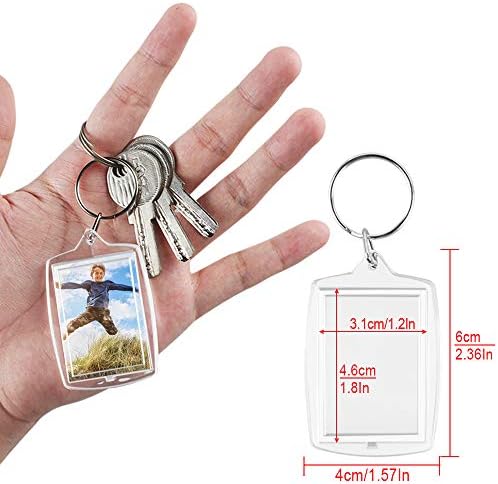 30 PCS Photo Insert Keychains, Acrylic Clear Blank Keyrings Picture ...