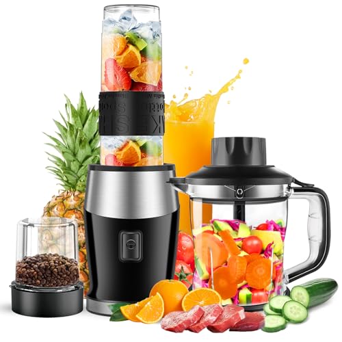 Comparison: Best Blender Juicer Combo 9 Goelunmy Blender and Food Processor Combo, Blender for Shakes and Smoothies, Personal Blender Small Blender, Suitable for Kitchen, Home, 700W Electric Blender with Mixer Grinder/Blender/Chopper