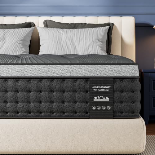 Image of Extra Firm Queen Mattress 12 inch, Cooling Hybrid Mattress in a Box, Luxury Hotel-Collection Design, Enhanced Back & Hip Support for Deep Sleep, Fiberglass-Free & CertiPUR-US, 365-Night Trial
