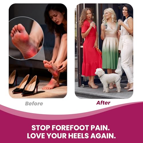 Image of Ball of Foot Cushion Pads for Women - Bukihome 4-Pair Metatarsal Pads Prevent and Alleviate Ball-of-Foot Pain, Non-Slip Prevent Sliding Forward Forefoot Cushions for High Heels, Sandals (Black)