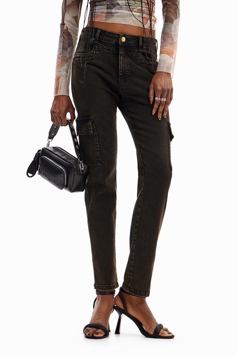 Desigual Women's Woman Woven Long Trousers Pants, Black, 10