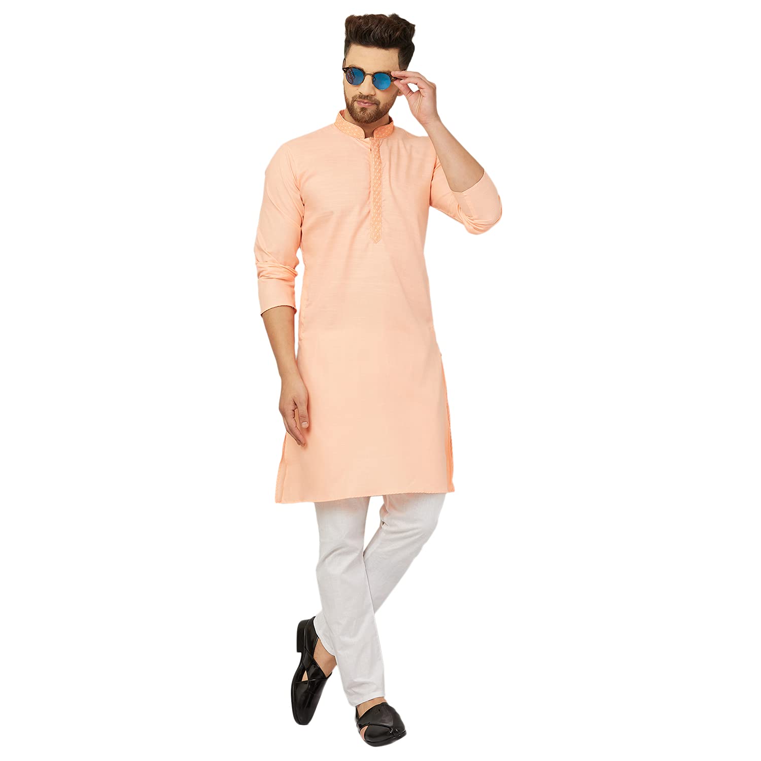 blyx Traditional Embroidery Cotton Kurta Pajama Set for Men-picture-47