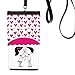 DIYthinker Couple Embrasser Saint Valentin avec Portefeuille Parapluie Pluie Rose Coeur Illustration Motif Faux Cuir Smartphone Hanging Sac téléphone Noir Porte-Monnaie