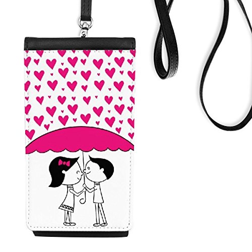 Porte-monnaie smartphone suspendu noir et portefeuille parapluie pluie rose