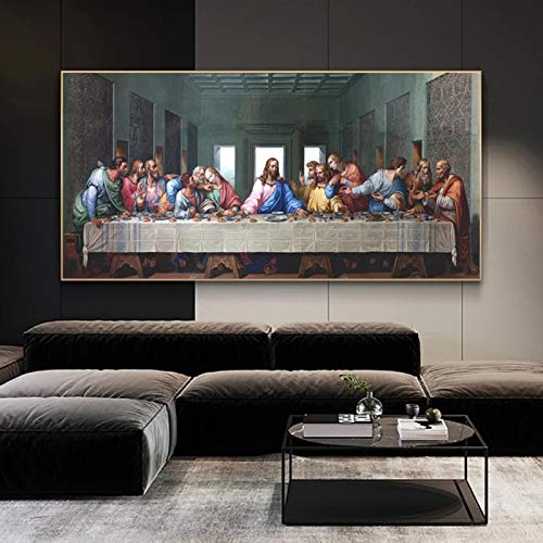 Toile Léonard de Vinci Dernière Cène Gravure d'Art Murale de Salon