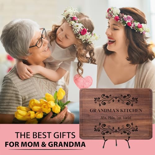 Tabla de Cortar Personalizada para Mamá, Regalo Ideal para el Día de la Madre o Cumpleaños de Abuela, con Nombres de los Nietos, Hecha a Mano en EE.UU. miniatura 3