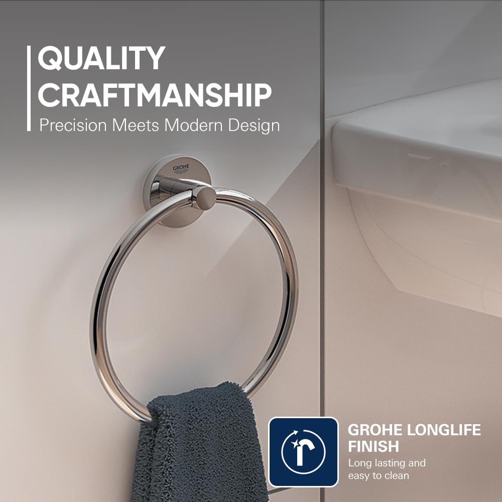 Grohe Essentials - Toallero de argolla empotrado, Metal, Ref. 40365001