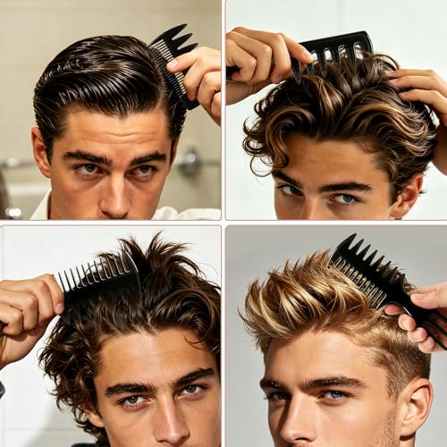 Set de 3 Peines para Estilizar Cabello para Hombre Negro miniatura 7