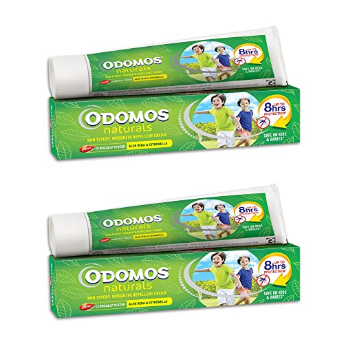 Odomos Naturals Non-Sticky Mosquito Repellent Cream - 100g (Pack of 2) Clinically Tested & Pediatrician Certified | 8 Hours Protection in Single Application | | Safe on Skin