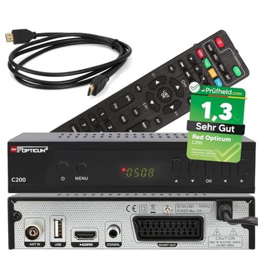 Opticum C200 Full HD Kabel Receiver mit PVR Aufnahmefunktion, DVB-C Receiver für Kabelfernsehen mit HDMI SCART USB Kabelanschluss für Radio und Fernsehen
