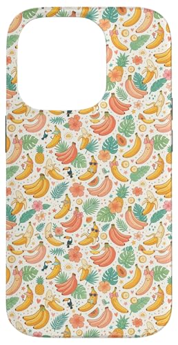 Tropical Banana Pattern Fruit Floral Beach Aesthetic �X�}�z�P�[�X iPhone 14 Pro �p
